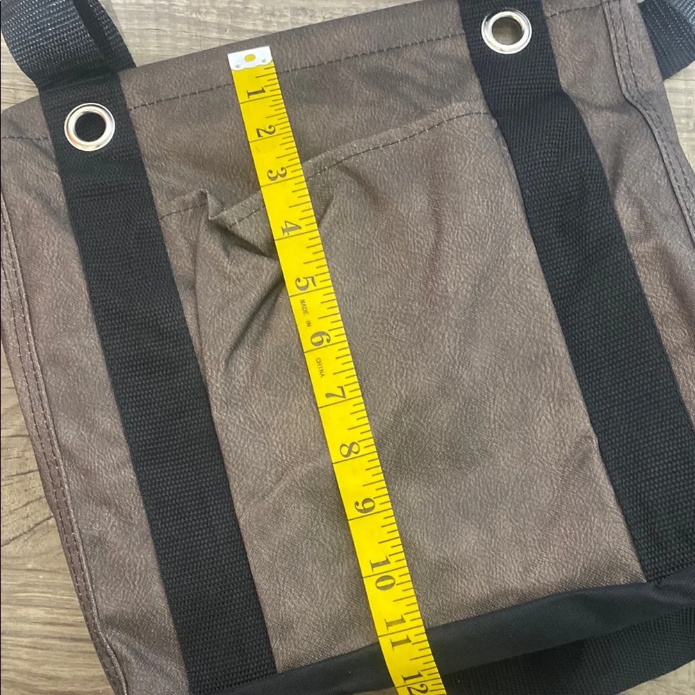 Thirty-One Brown and Black Duffel Bag with Wide-Mouth Opening